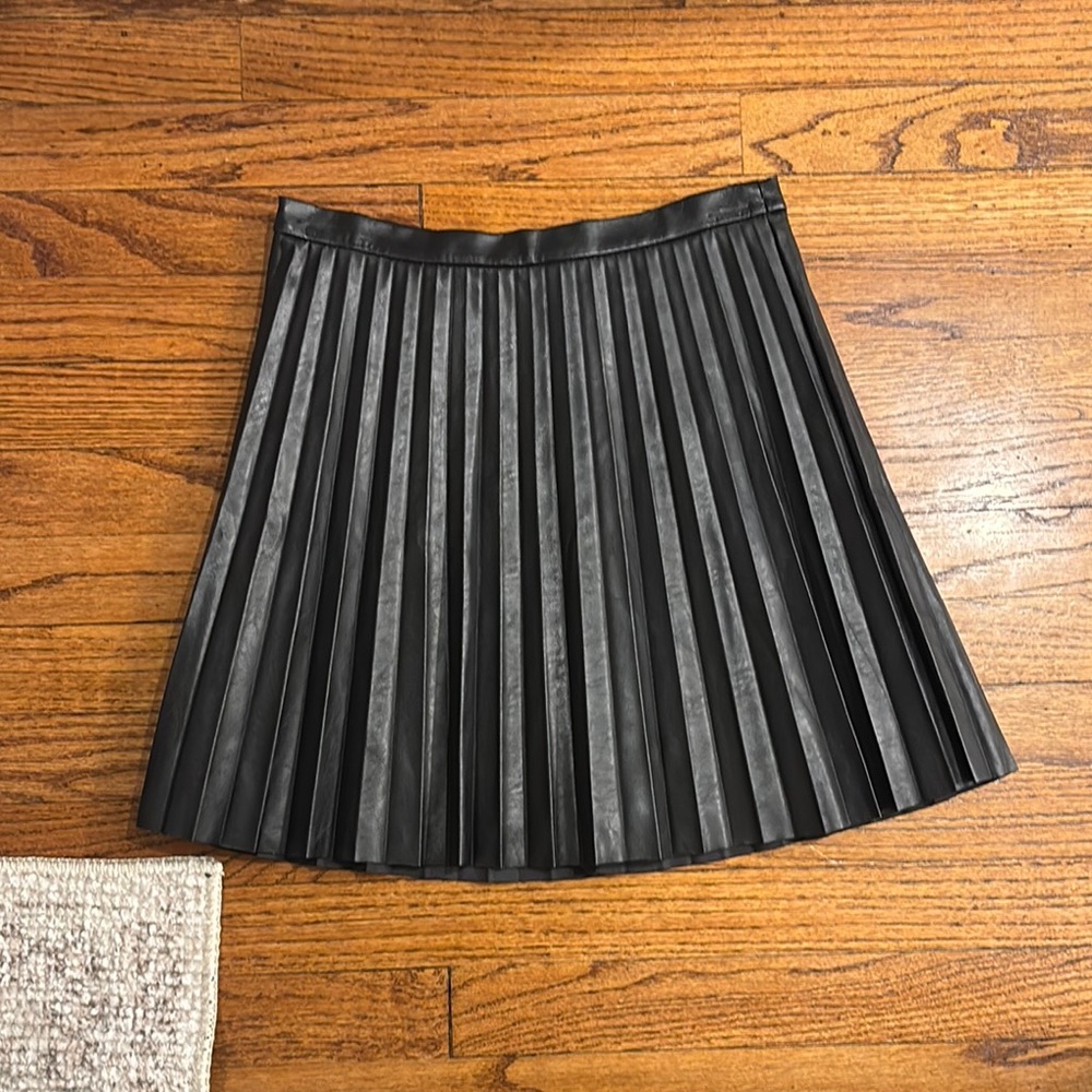 J. Crew Black Pleated Skater Mini Skirt